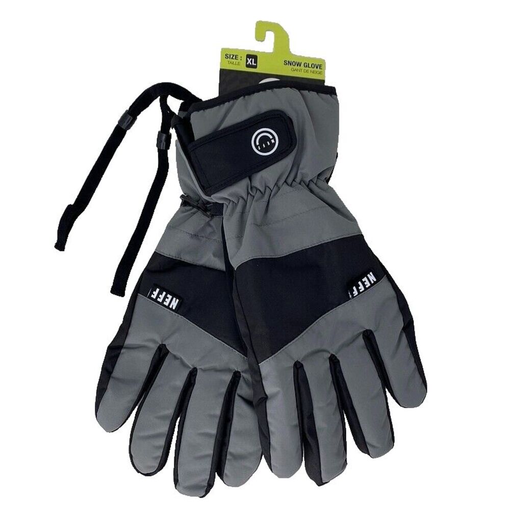 NWT NEFF‎ Snow Glove XL Winter Gloves Snowboard Ski Gray Sure Grip Leash Warm